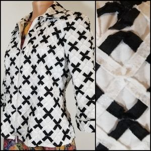 Samuel Dong designer black & white ribbon jacket S